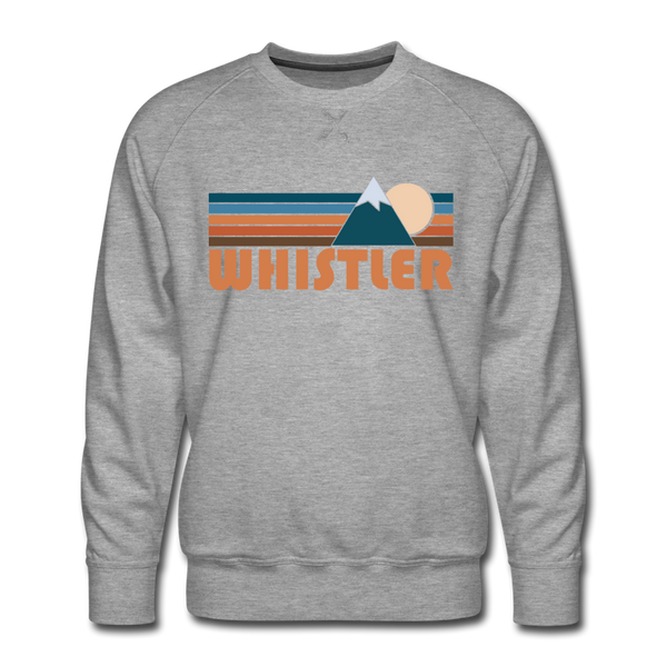 Premium Whistler, Canada Sweatshirt - Retro Mountain Premium Men's Whistler Sweatshirt - heather grey
