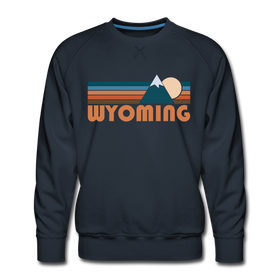 Premium Wyoming Sweatshirt - Retro Mountain Premium Men's Wyoming Sweatshirt - navy