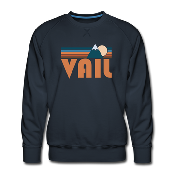 Premium Vail, Colorado Sweatshirt - Retro Mountain Premium Men's Vail Sweatshirt - navy