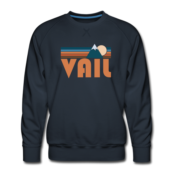 Premium Vail, Colorado Sweatshirt - Retro Mountain Premium Men's Vail Sweatshirt - navy