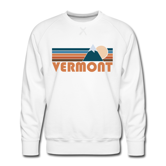 Premium Vermont Sweatshirt - Retro Mountain Premium Men's Vermont Sweatshirt - white