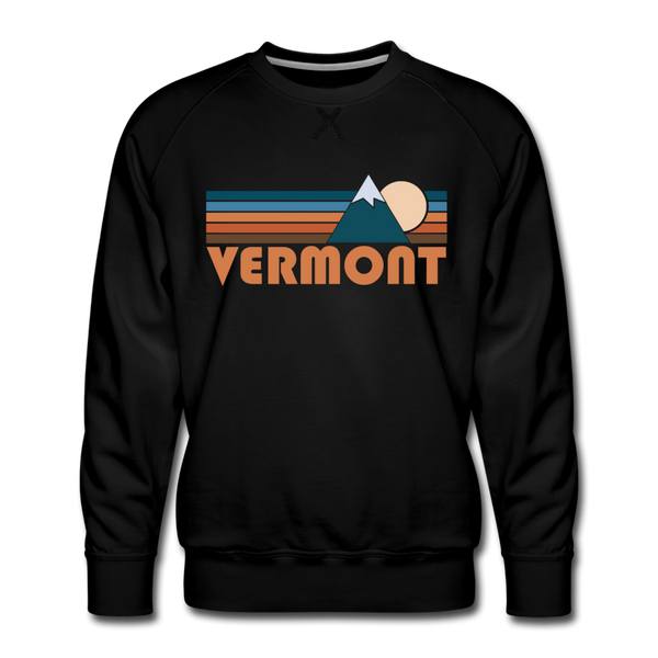 Premium Vermont Sweatshirt - Retro Mountain Premium Men's Vermont Sweatshirt - black