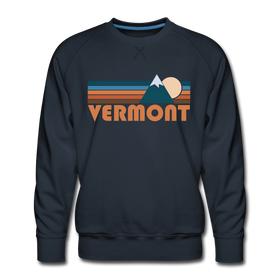 Premium Vermont Sweatshirt - Retro Mountain Premium Men's Vermont Sweatshirt - navy