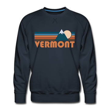 Premium Vermont Sweatshirt - Retro Mountain Premium Men's Vermont Sweatshirt - navy