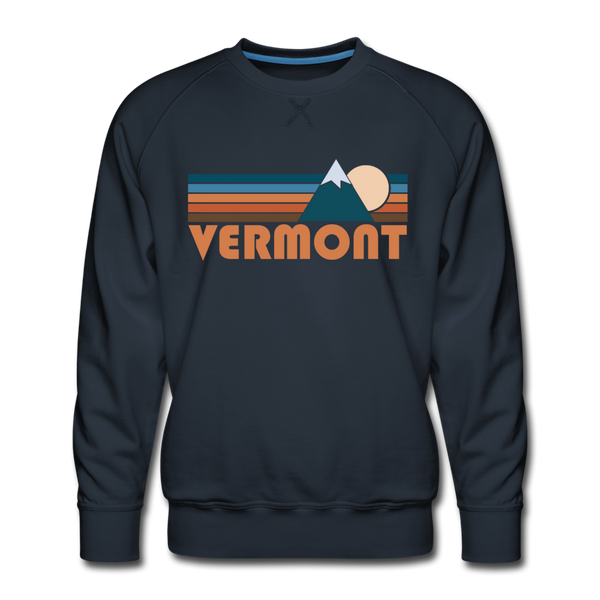 Premium Vermont Sweatshirt - Retro Mountain Premium Men's Vermont Sweatshirt - navy