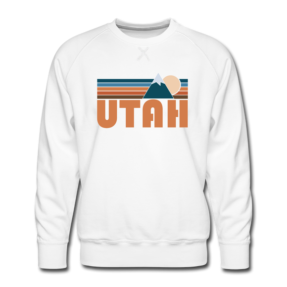 Premium Utah Sweatshirt - Retro Mountain Premium Men's Utah Sweatshirt - white