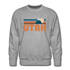 Premium Utah Sweatshirt - Retro Mountain Premium Men's Utah Sweatshirt - heather grey