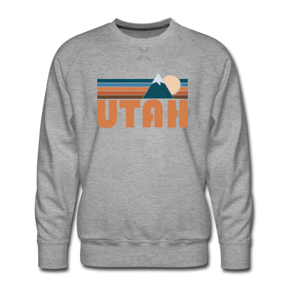 Premium Utah Sweatshirt - Retro Mountain Premium Men's Utah Sweatshirt - heather grey