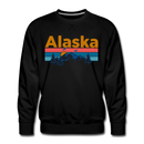Premium Alaska Sweatshirt - Retro Mountain & Birds Premium Men's Alaska Sweatshirt - black