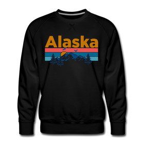 Premium Alaska Sweatshirt - Retro Mountain & Birds Premium Men's Alaska Sweatshirt - black