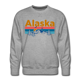 Premium Alaska Sweatshirt - Retro Mountain & Birds Premium Men's Alaska Sweatshirt - heather grey