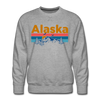 Premium Alaska Sweatshirt - Retro Mountain & Birds Premium Men's Alaska Sweatshirt - heather grey