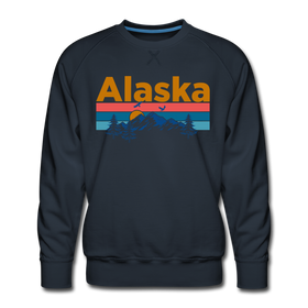 Premium Alaska Sweatshirt - Retro Mountain & Birds Premium Men's Alaska Sweatshirt - navy
