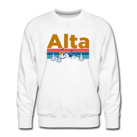 Premium Alta, Utah Sweatshirt - Retro Mountain & Birds Premium Men's Alta Sweatshirt - white