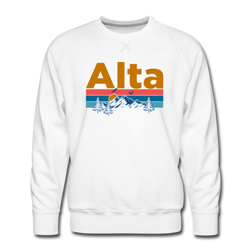 Premium Alta, Utah Sweatshirt - Retro Mountain & Birds Premium Men's Alta Sweatshirt - white