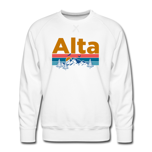 Premium Alta, Utah Sweatshirt - Retro Mountain & Birds Premium Men's Alta Sweatshirt - white