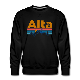 Premium Alta, Utah Sweatshirt - Retro Mountain & Birds Premium Men's Alta Sweatshirt - black