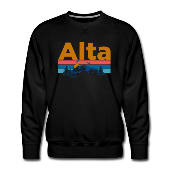 Premium Alta, Utah Sweatshirt - Retro Mountain & Birds Premium Men's Alta Sweatshirt - black