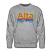 Premium Alta, Utah Sweatshirt - Retro Mountain & Birds Premium Men's Alta Sweatshirt - heather grey
