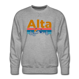 Premium Alta, Utah Sweatshirt - Retro Mountain & Birds Premium Men's Alta Sweatshirt - heather grey