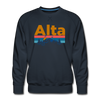 Premium Alta, Utah Sweatshirt - Retro Mountain & Birds Premium Men's Alta Sweatshirt - navy