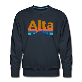 Premium Alta, Utah Sweatshirt - Retro Mountain & Birds Premium Men's Alta Sweatshirt - navy
