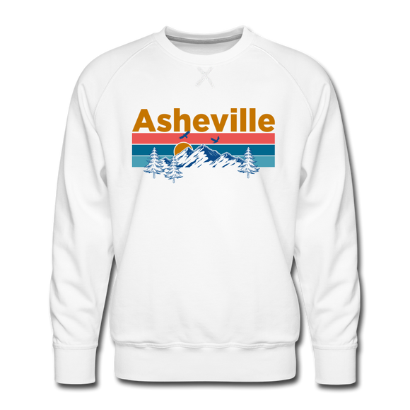 Premium Asheville, North Carolina Sweatshirt - Retro Mountain & Birds Premium Men's Asheville Sweatshirt - white