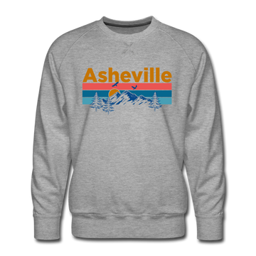 Premium Asheville, North Carolina Sweatshirt - Retro Mountain & Birds Premium Men's Asheville Sweatshirt - heather grey