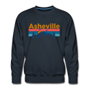 Premium Asheville, North Carolina Sweatshirt - Retro Mountain & Birds Premium Men's Asheville Sweatshirt - navy