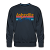 Premium Asheville, North Carolina Sweatshirt - Retro Mountain & Birds Premium Men's Asheville Sweatshirt - navy