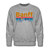 Premium Banff, Canada Sweatshirt - Retro Mountain & Birds Premium Men's Banff Sweatshirt - heather grey