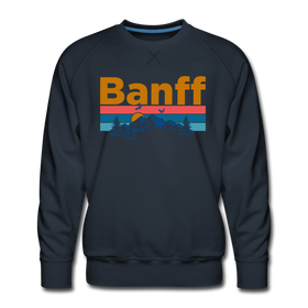 Premium Banff, Canada Sweatshirt - Retro Mountain & Birds Premium Men's Banff Sweatshirt - navy