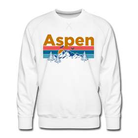 Premium Aspen, Colorado Sweatshirt - Retro Mountain & Birds Premium Men's Aspen Sweatshirt - white