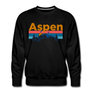 Premium Aspen, Colorado Sweatshirt - Retro Mountain & Birds Premium Men's Aspen Sweatshirt - black