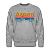 Premium Aspen, Colorado Sweatshirt - Retro Mountain & Birds Premium Men's Aspen Sweatshirt - heather grey