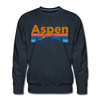 Premium Aspen, Colorado Sweatshirt - Retro Mountain & Birds Premium Men's Aspen Sweatshirt - navy