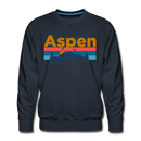 Premium Aspen, Colorado Sweatshirt - Retro Mountain & Birds Premium Men's Aspen Sweatshirt - navy