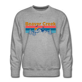 Premium Beaver Creek, Colorado Sweatshirt - Retro Mountain & Birds Premium Men's Beaver Creek Sweatshirt - heather grey