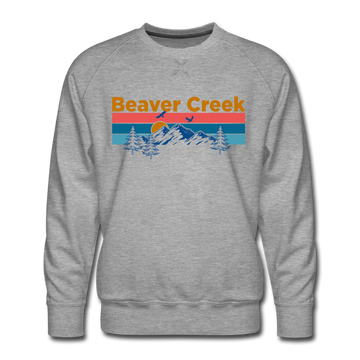 Premium Beaver Creek, Colorado Sweatshirt - Retro Mountain & Birds Premium Men's Beaver Creek Sweatshirt - heather grey