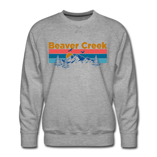 Premium Beaver Creek, Colorado Sweatshirt - Retro Mountain & Birds Premium Men's Beaver Creek Sweatshirt - heather grey