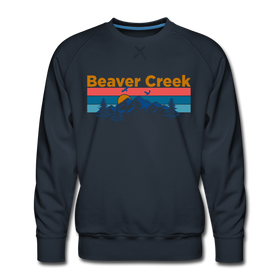 Premium Beaver Creek, Colorado Sweatshirt - Retro Mountain & Birds Premium Men's Beaver Creek Sweatshirt - navy
