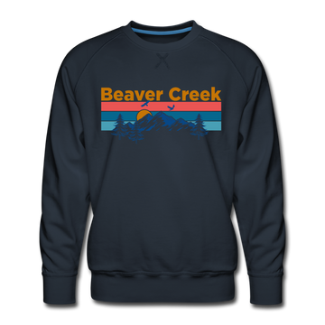 Premium Beaver Creek, Colorado Sweatshirt - Retro Mountain & Birds Premium Men's Beaver Creek Sweatshirt - navy