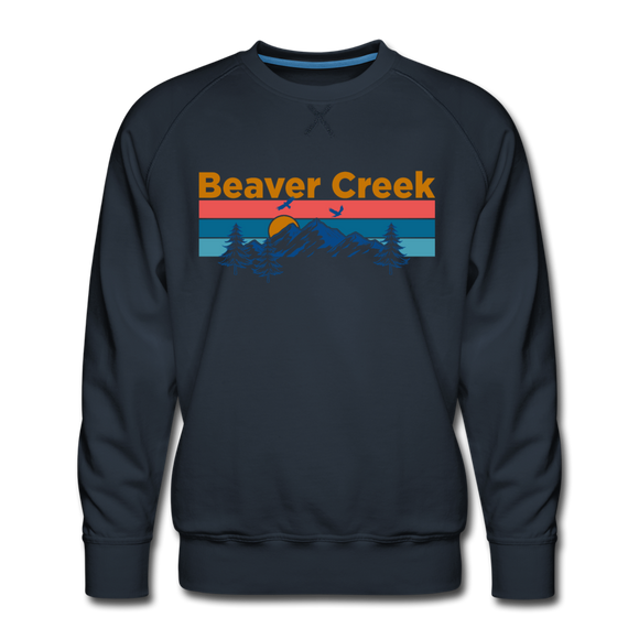 Premium Beaver Creek, Colorado Sweatshirt - Retro Mountain & Birds Premium Men's Beaver Creek Sweatshirt - navy