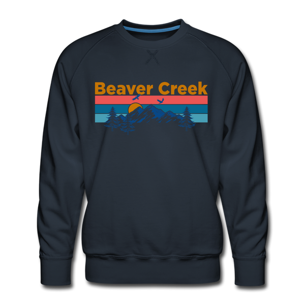 Premium Beaver Creek, Colorado Sweatshirt - Retro Mountain & Birds Premium Men's Beaver Creek Sweatshirt - navy