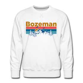 Premium Bozeman, Montana Sweatshirt - Retro Mountain & Birds Premium Men's Bozeman Sweatshirt - white