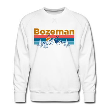 Premium Bozeman, Montana Sweatshirt - Retro Mountain & Birds Premium Men's Bozeman Sweatshirt - white