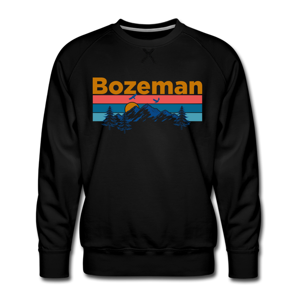 Premium Bozeman, Montana Sweatshirt - Retro Mountain & Birds Premium Men's Bozeman Sweatshirt - black