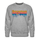 Premium Bozeman, Montana Sweatshirt - Retro Mountain & Birds Premium Men's Bozeman Sweatshirt - heather grey