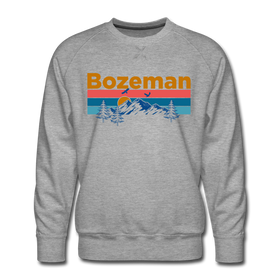 Premium Bozeman, Montana Sweatshirt - Retro Mountain & Birds Premium Men's Bozeman Sweatshirt - heather grey