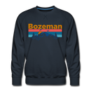 Premium Bozeman, Montana Sweatshirt - Retro Mountain & Birds Premium Men's Bozeman Sweatshirt - navy